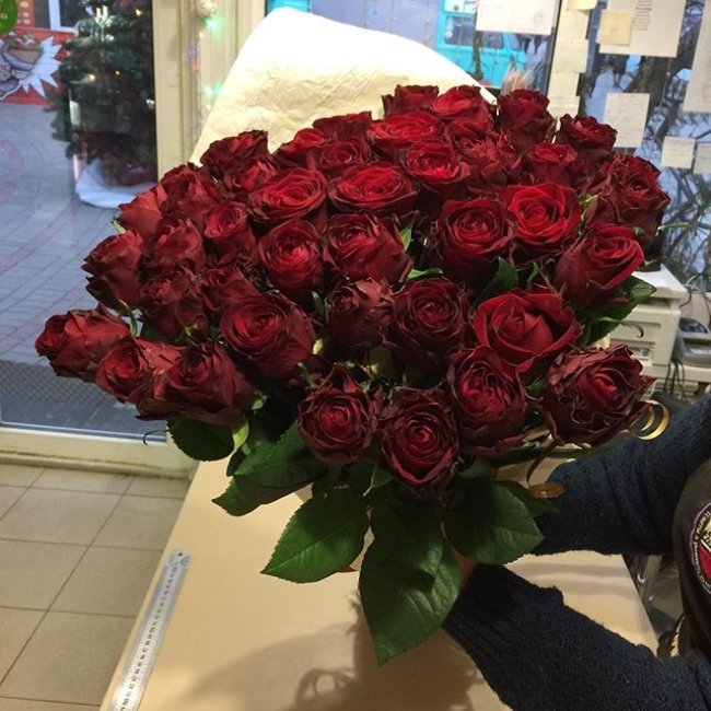 Роза Ред Игл. Букет из 35 роз. Высота 50 см