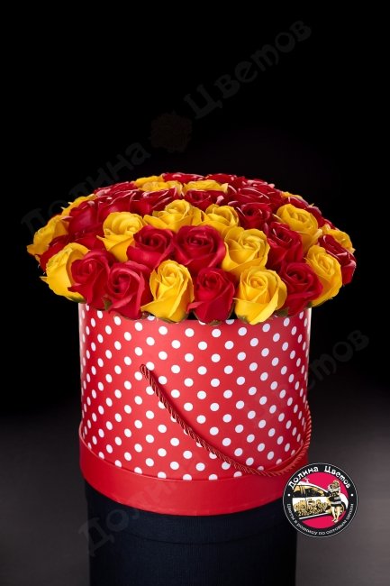 Мыльная роза (желто-красные в круглой коробке)