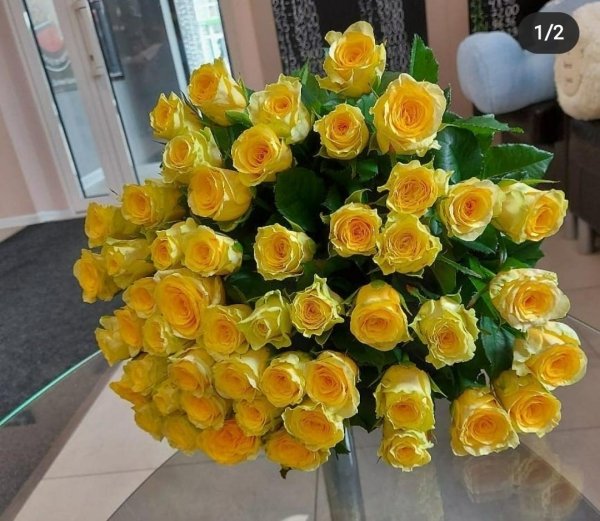 Роза Илиос (желтая). Букет из 41 розы. Высота 50 см