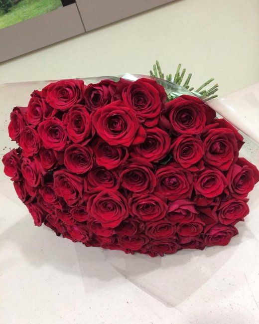 Роза Ред Наоми (красная). Букет из 41 розы. Высота 70 см