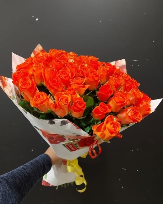 Роза Вау (оранжевая). Букет из 51 розы. Высота 60 см