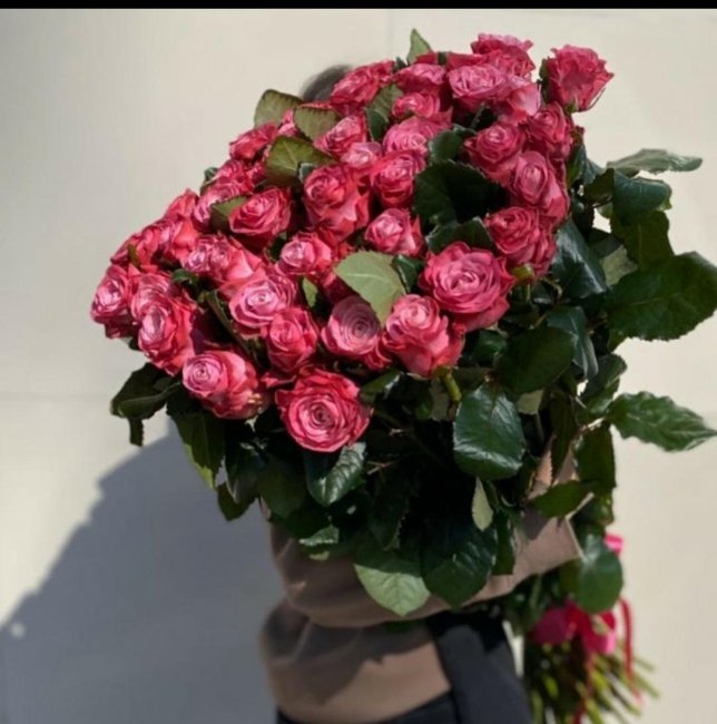 Роза Адмирал. Букет из 75 роз. Высота 40 см