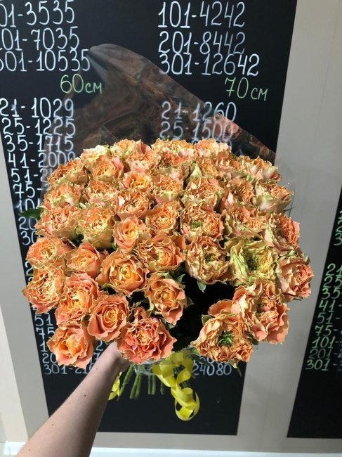 Роза Кантри спирит Луиза. Букет из 75 роз. Высота 40 см